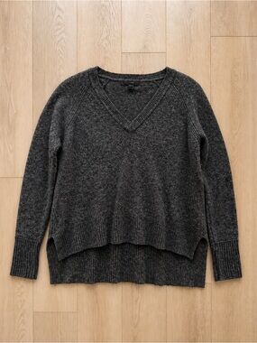 J. Crew Charcoal V-Neck Layered-Hem Sweater women’s size SMALL